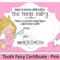 Tooth Fairy Certificate – Pink, 5 X 7 Inches Inside Tooth Fairy Certificate Template Free