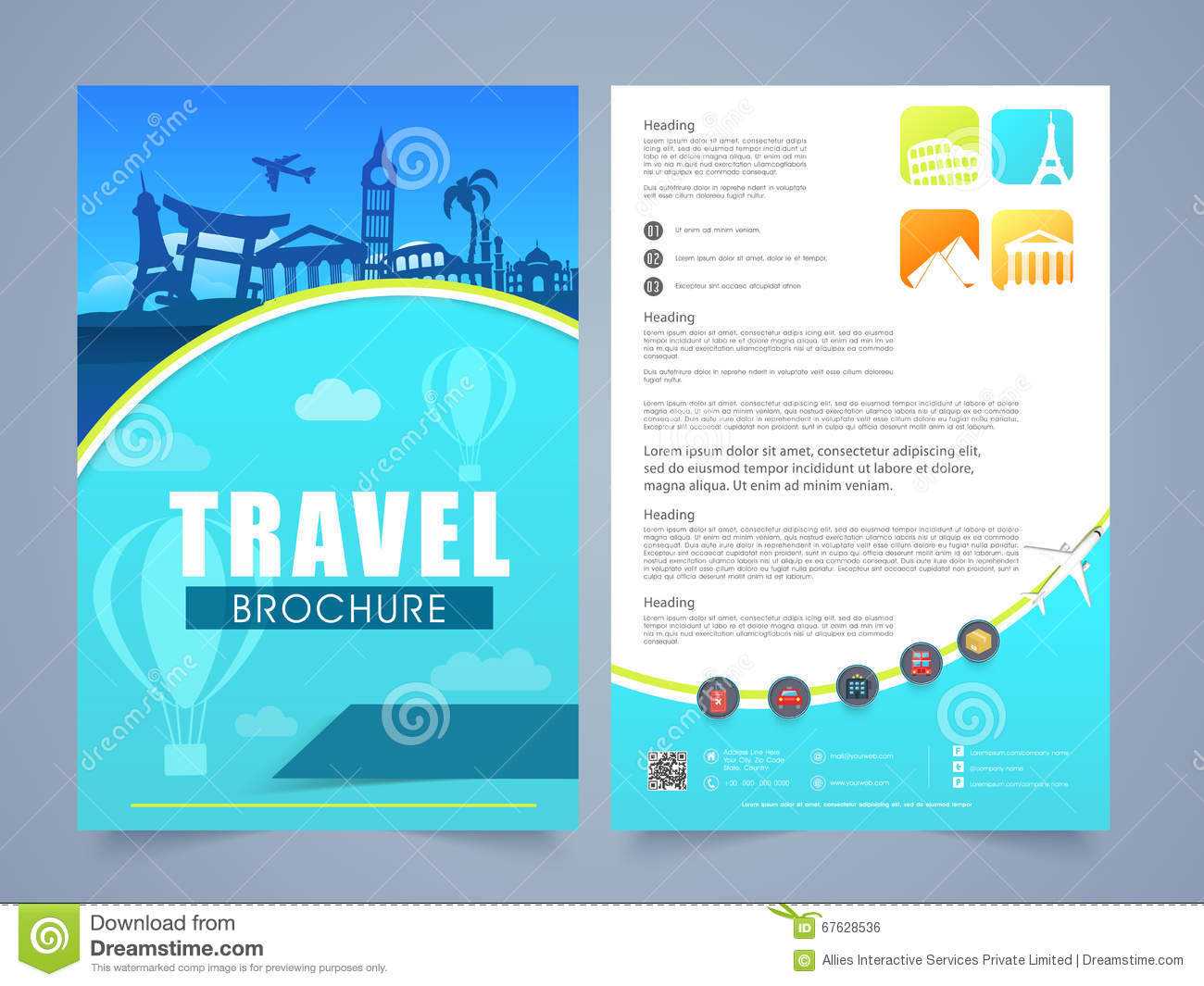 Travel Brochure, Template Or Flyer Design. Stock Throughout Travel And Tourism Brochure Templates Free
