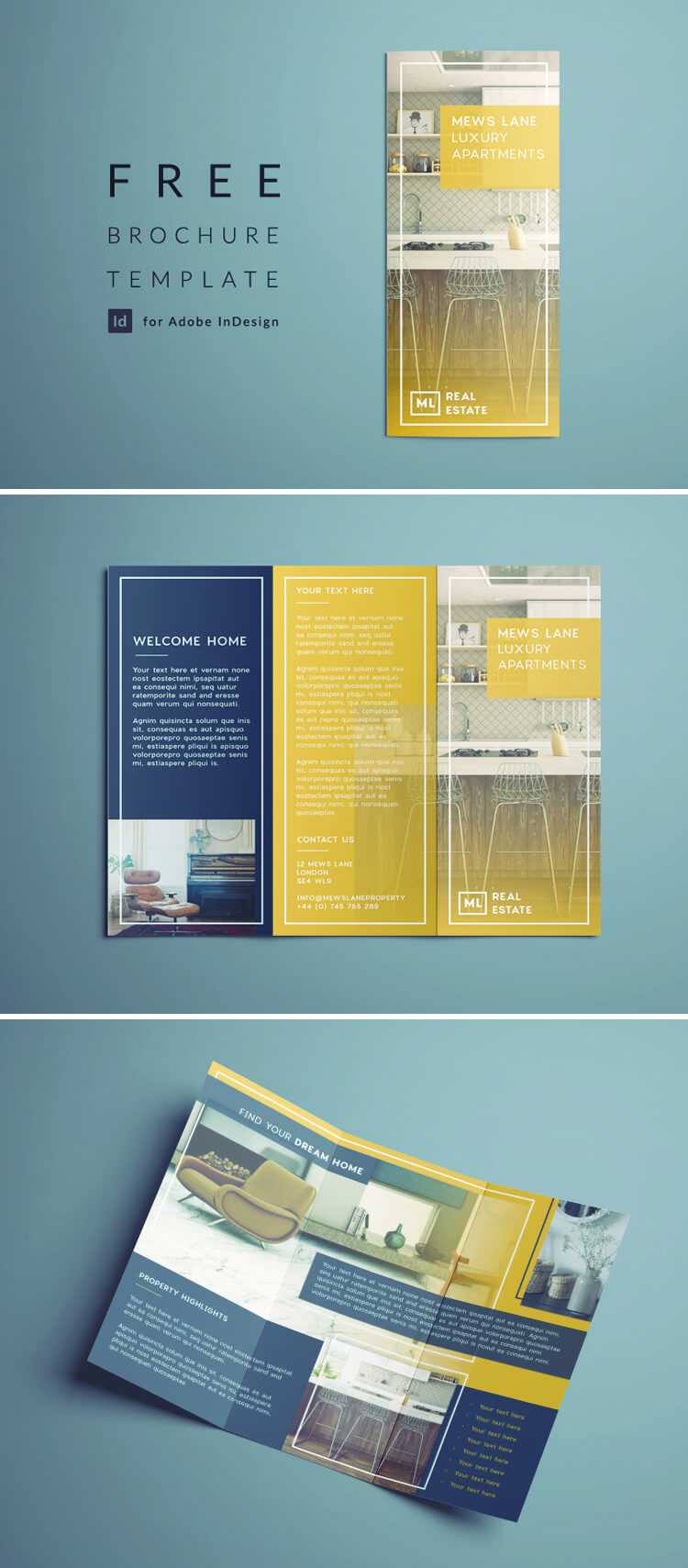 Tri Fold Brochure | Free Indesign Template Inside Brochure Template Indesign Free Download