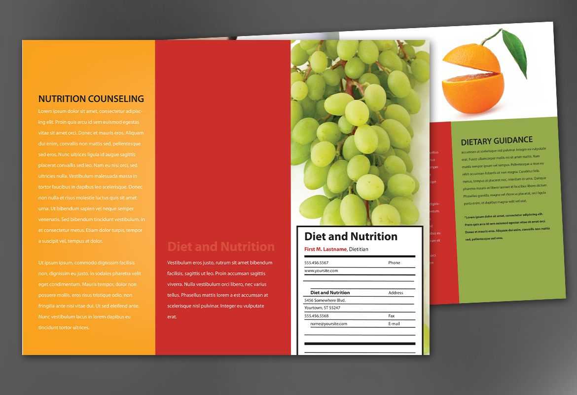 Tri Fold Brochure Template For Health And Nutrition. Order Inside Nutrition Brochure Template