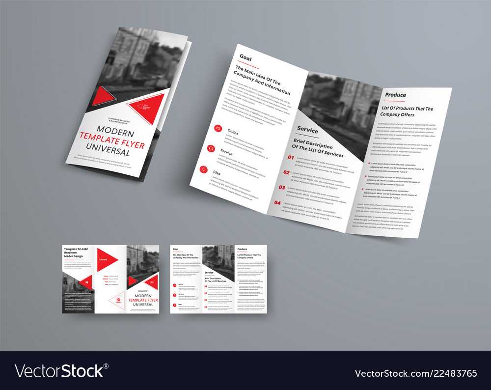 Tri Fold Brochure Template In Modern Style With Inside Three Fold Card Template