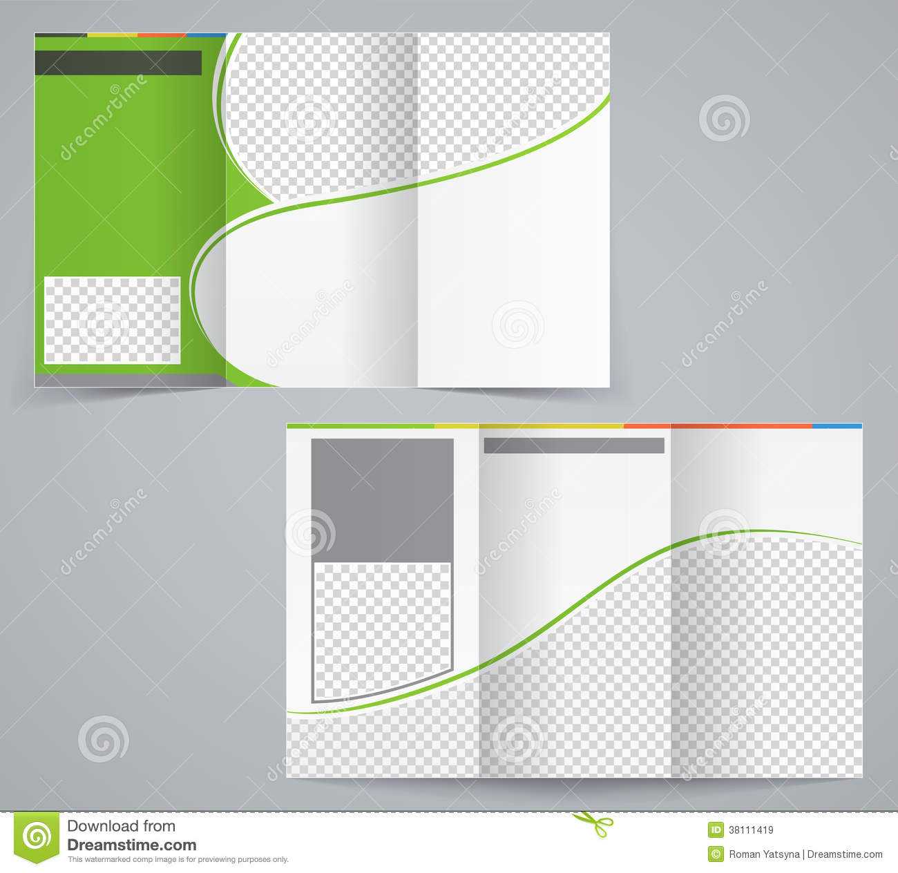 Tri Fold Business Brochure Template, Vector Green Stock Throughout Illustrator Brochure Templates Free Download