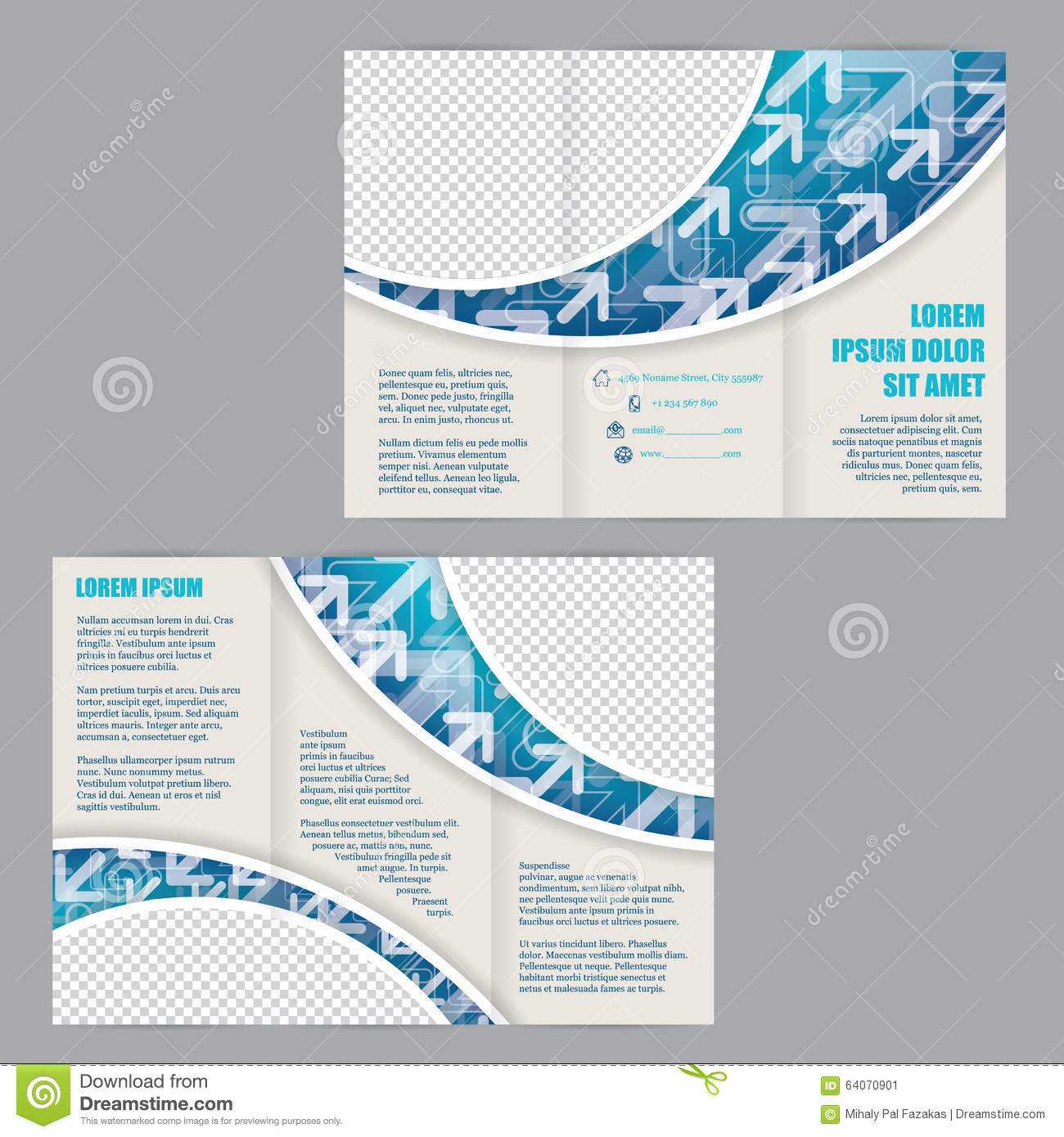 Tri Fold Flyer Template With Arrows On Blue Wave Stock With Z Fold Brochure Template Indesign