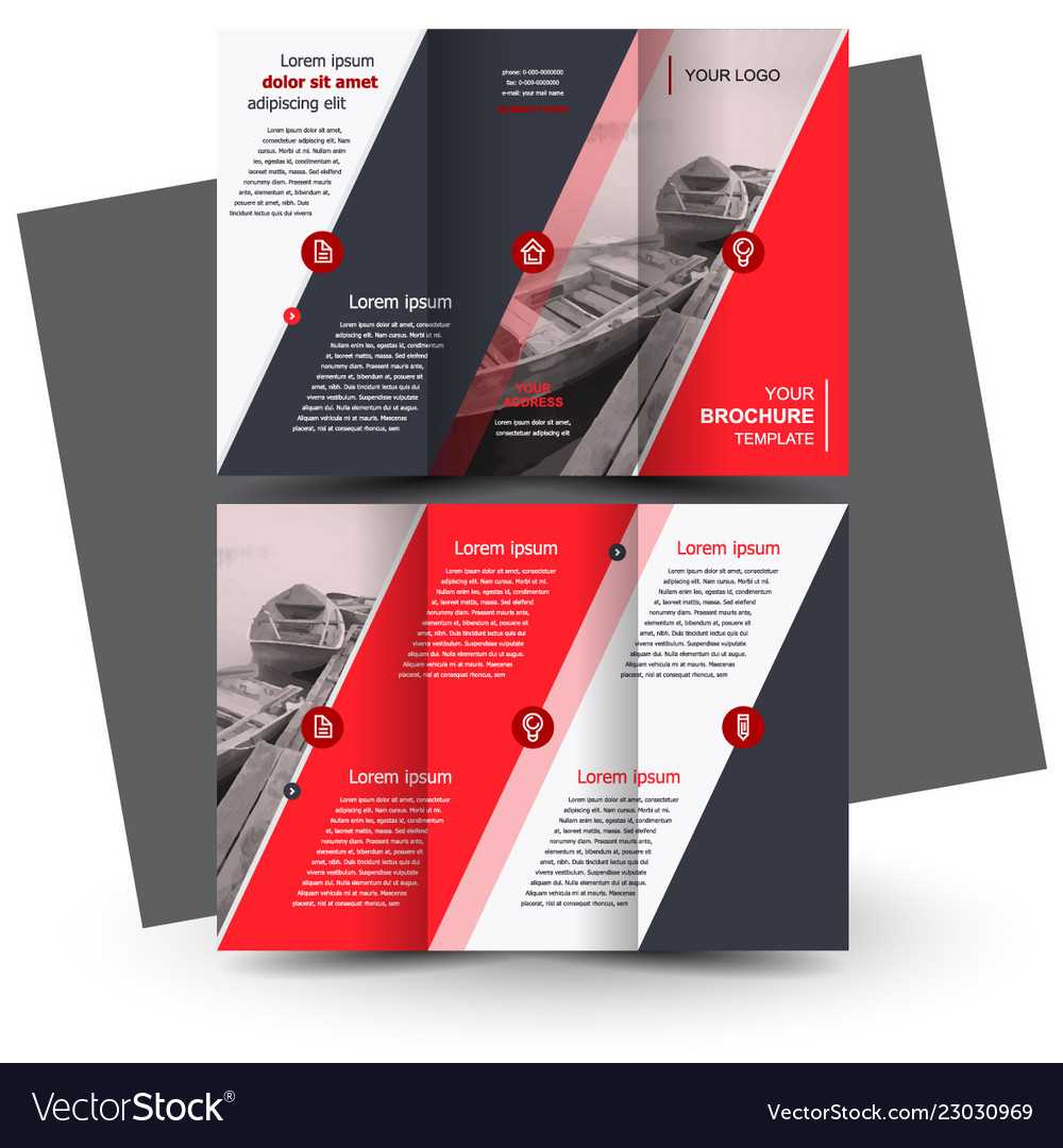 Tri Fold Red Brochure Design Template In Adobe Illustrator Tri Fold Brochure Template