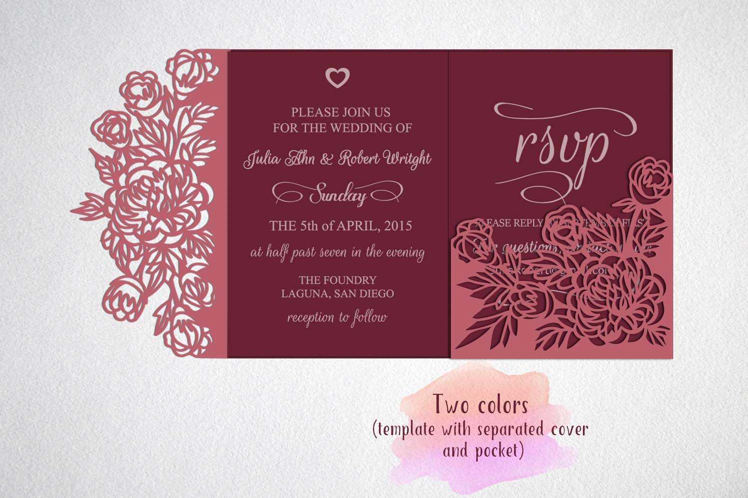 Tri Fold Wedding Invitation Card Template Laser Cut Sxg Dxf With Regard To Three Fold Card Template