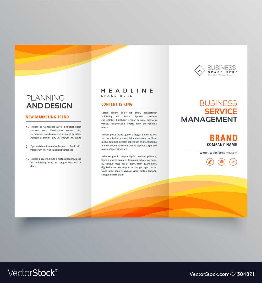 Trifold Brochure Template With Orange Wave Shapes Inside Brochure Templates Adobe Illustrator