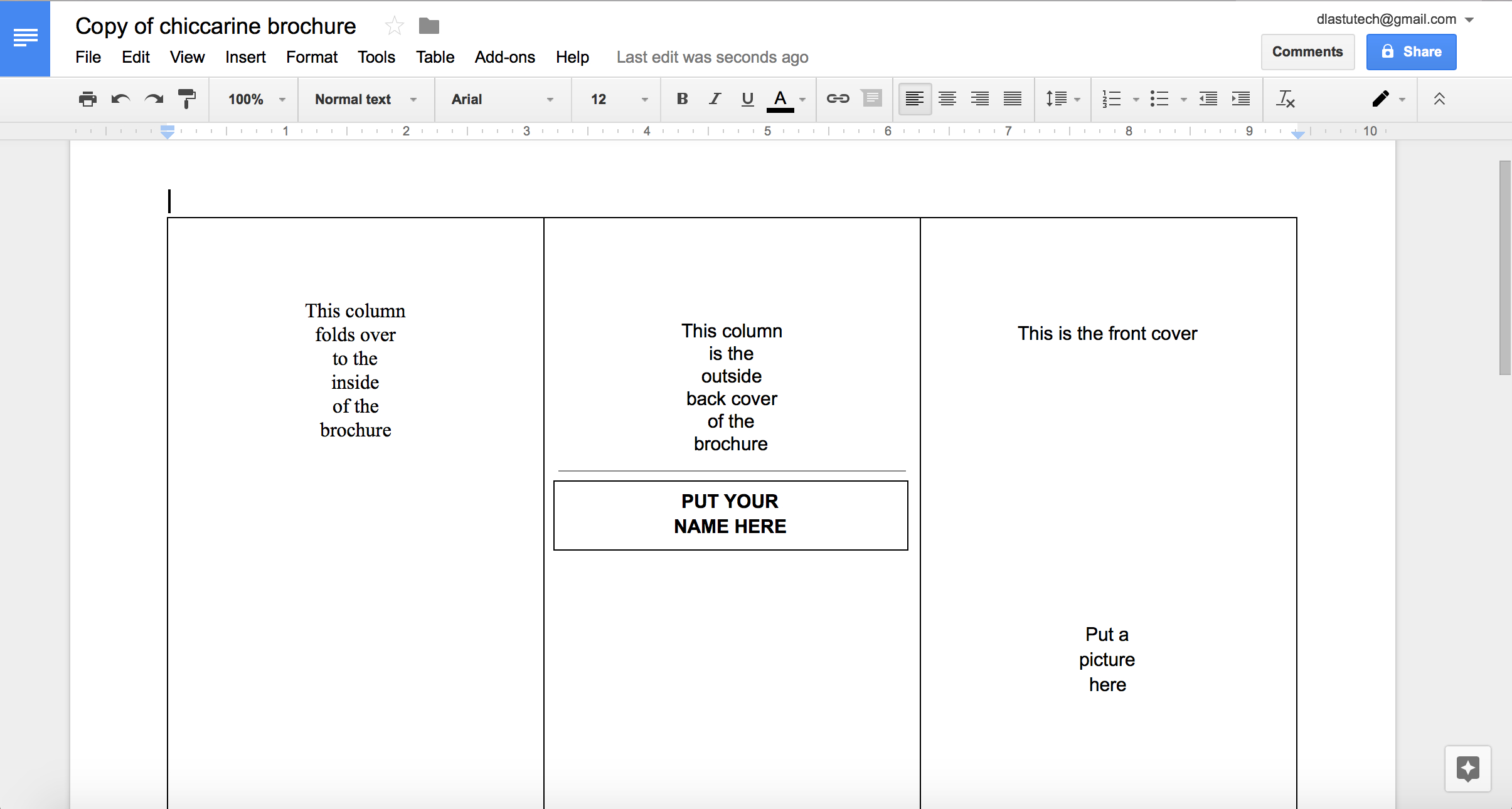 Tutorial: Making A Brochure Using Google Docs From A In Brochure Template Google Docs