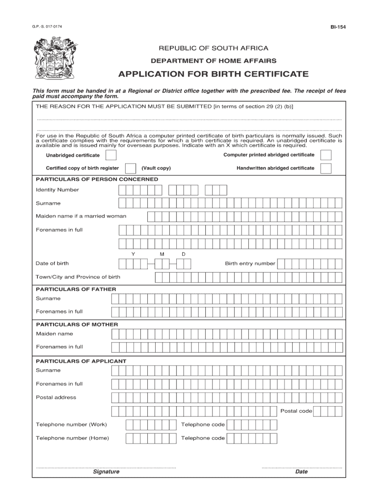 Unabridged Birth Certificate Form - Fill Online, Printable Inside South African Birth Certificate Template