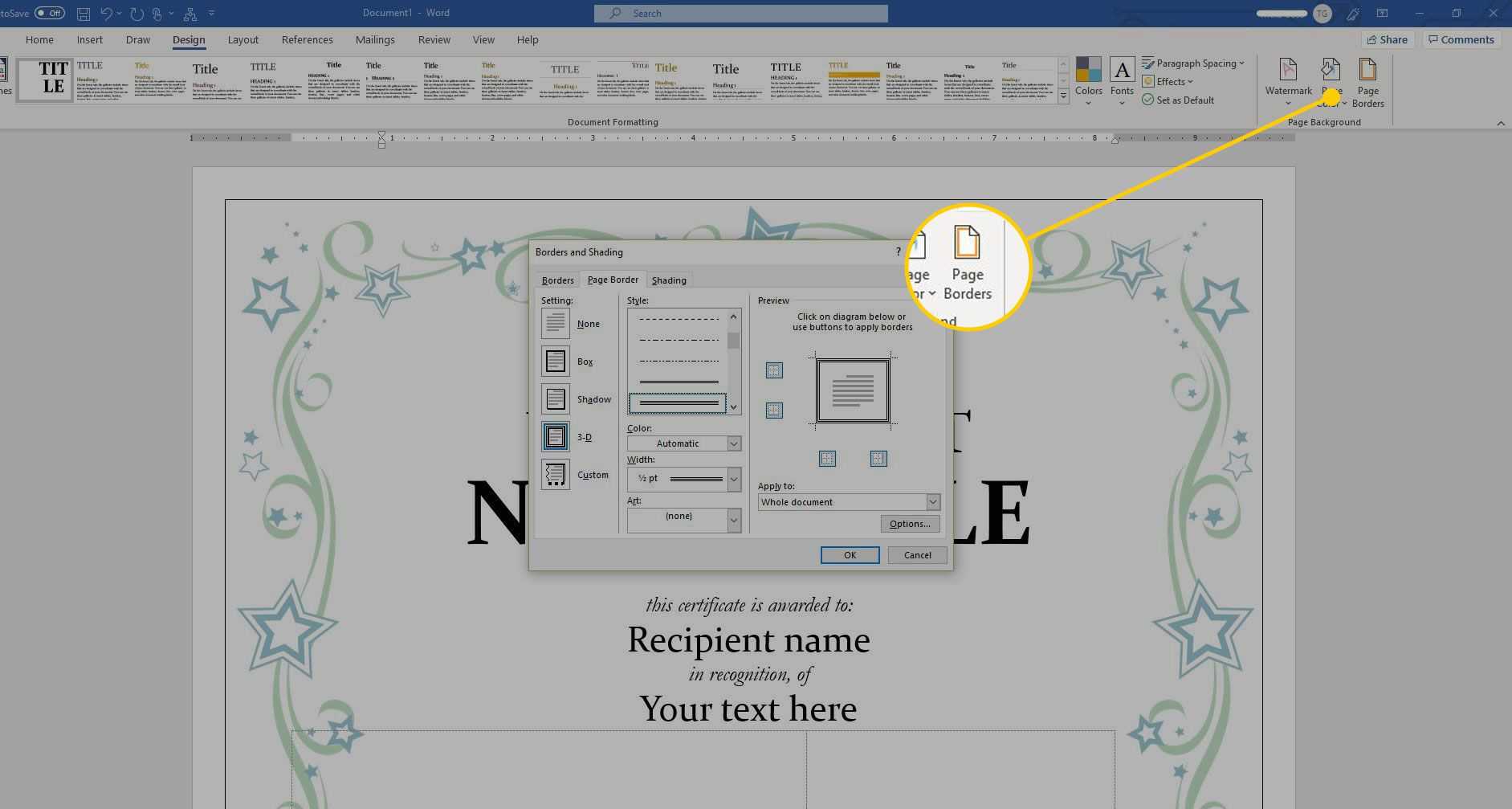 Using A Certificate Template In Microsoft Word With Update Certificates That Use Certificate Templates