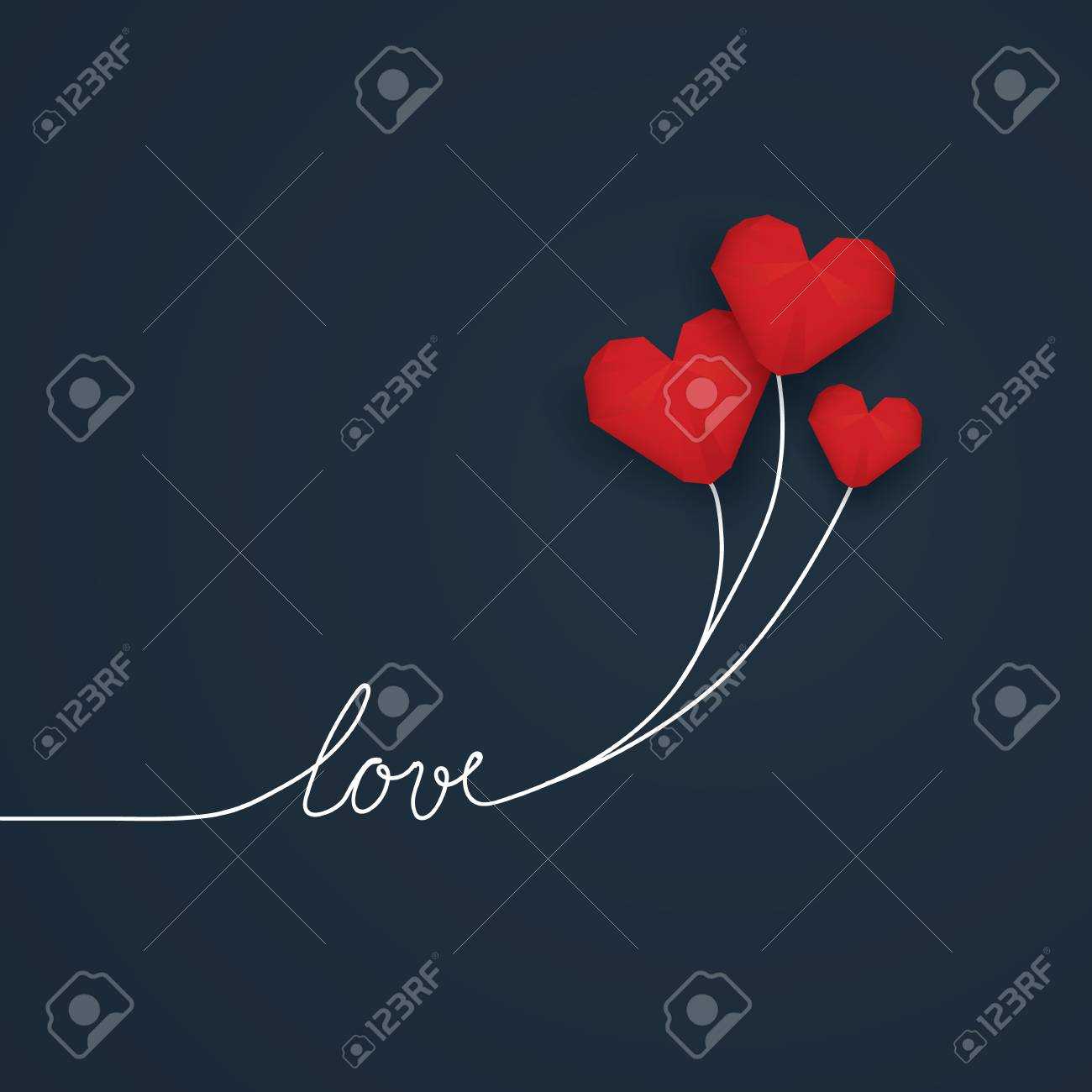 Valentine Card Template With Handwritten Word Love And Red Low.. Pertaining To Valentine Card Template Word