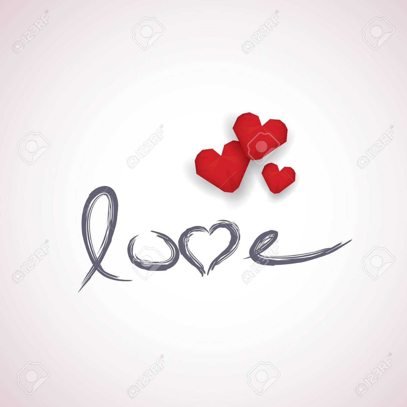 Valentine Card Template With Handwritten Word Love And Red Low.. Within Valentine Card Template Word