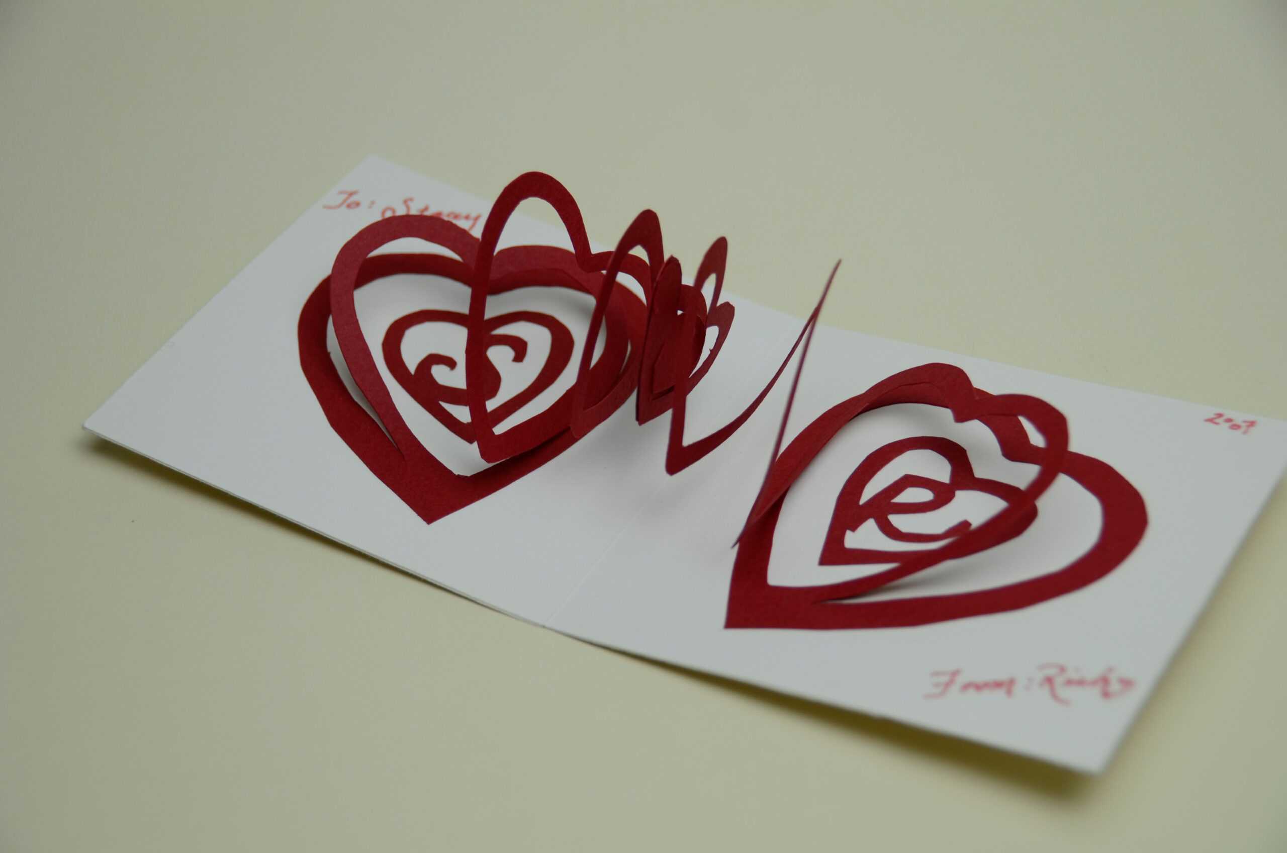 Valentine's Day Pop Up Card: Spiral Heart Tutorial For 3D Heart Pop Up Card Template Pdf