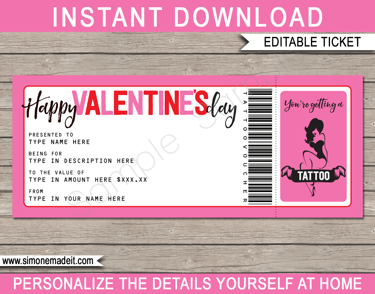 Valentine's Day Tattoo Gift Vouchers Inside Tattoo Gift Certificate Template