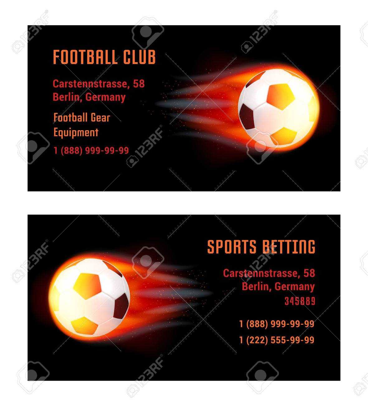 Vector Card Football Ball With Fire. Template For Football Club.. Pertaining To Football Betting Card Template