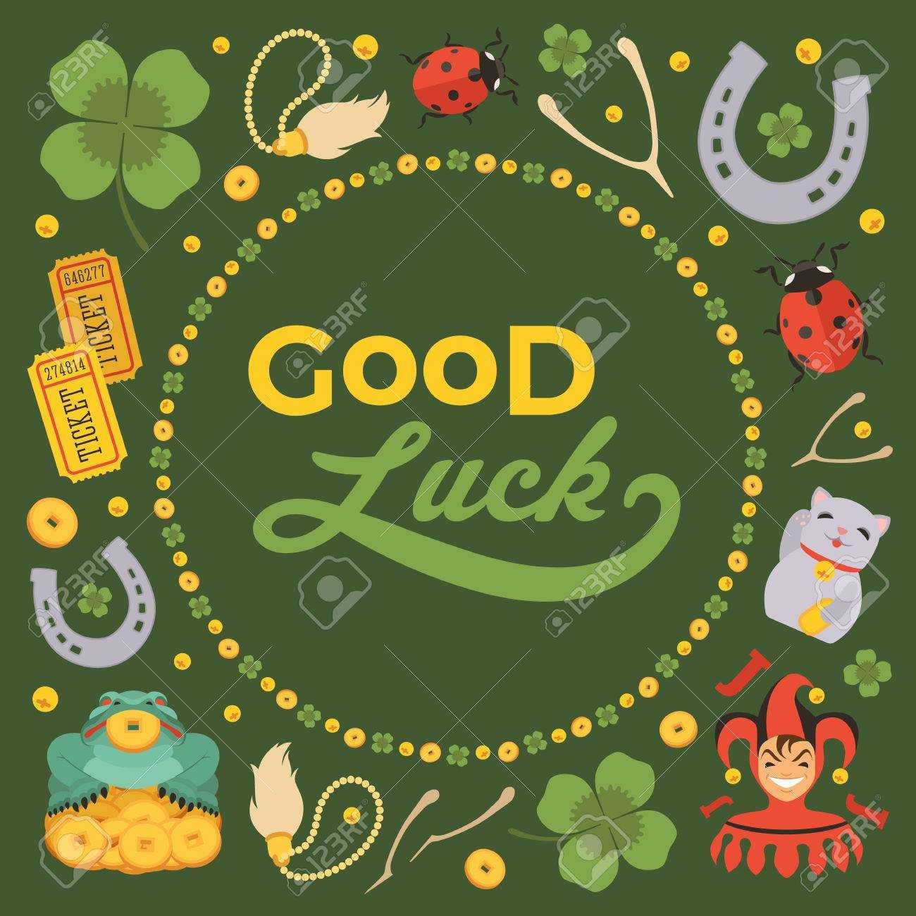 Vector Decorating Design Made Of Lucky Charms, And The Words.. Intended For Good Luck Card Templates