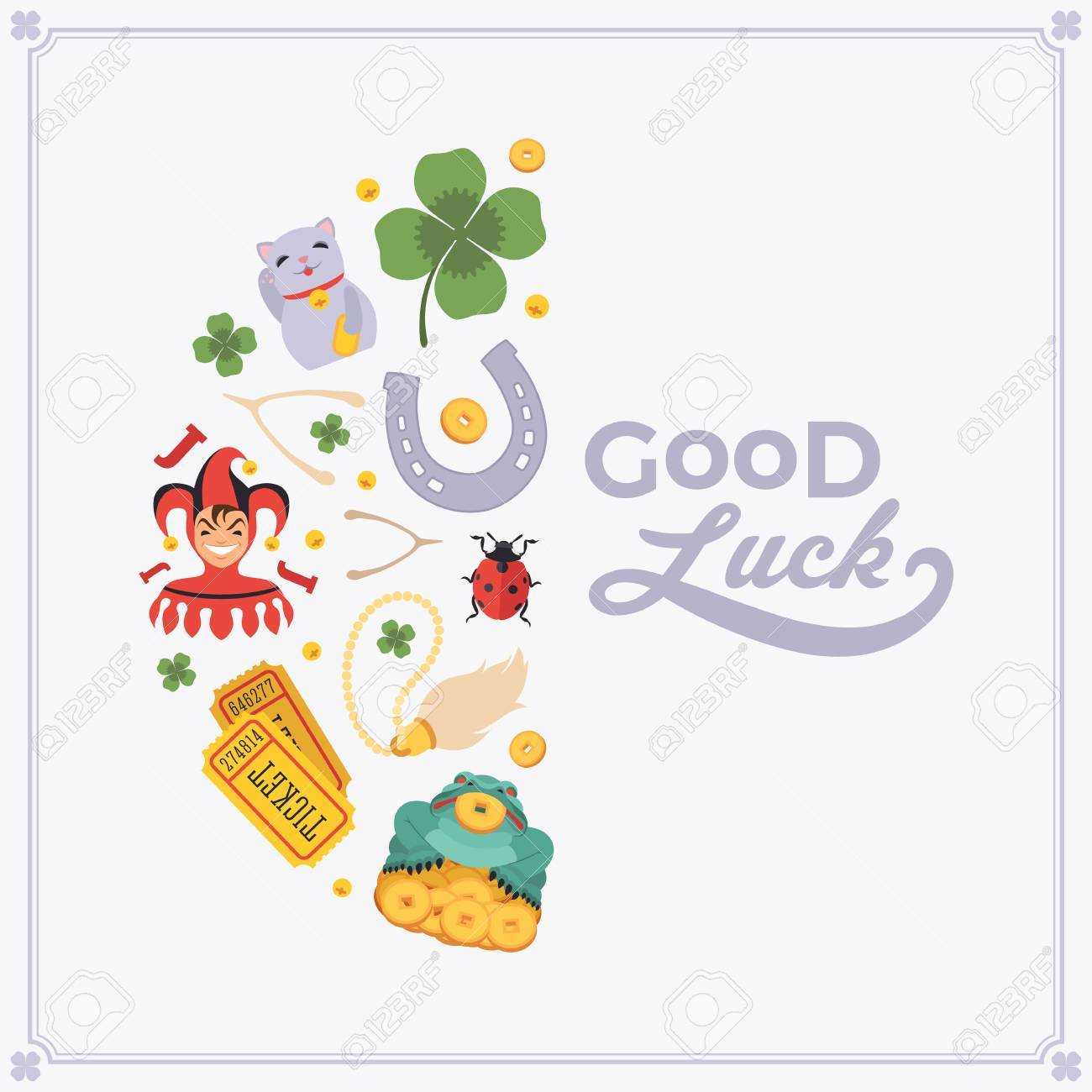 Vector Decorating Design Made Of Lucky Charms, And The Words.. Regarding Good Luck Card Templates