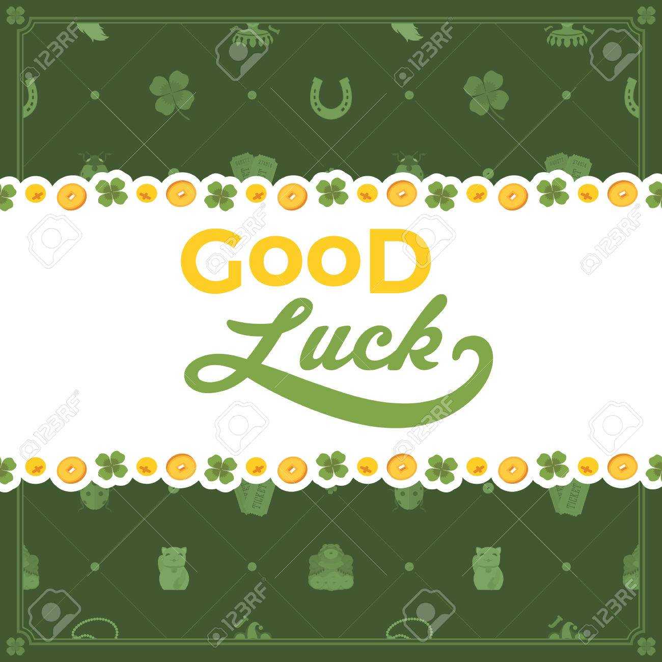 Vector Decorating Design Made Of Lucky Charms, And The Words.. With Regard To Good Luck Card Templates