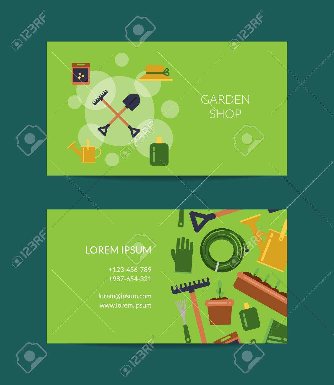 Vector Flat Gardening Icons Business Card Template For Farm And.. Inside Gardening Business Cards Templates
