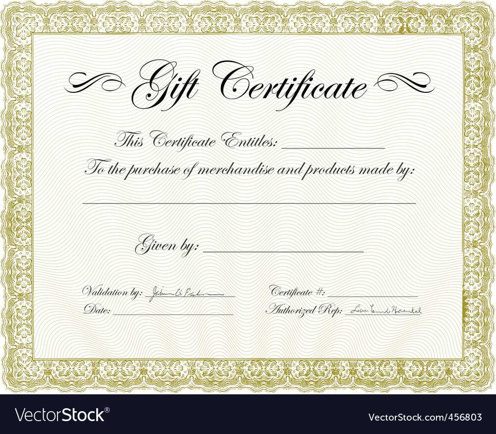 Vector Gold Gift Certificate Template In Validation Certificate Template
