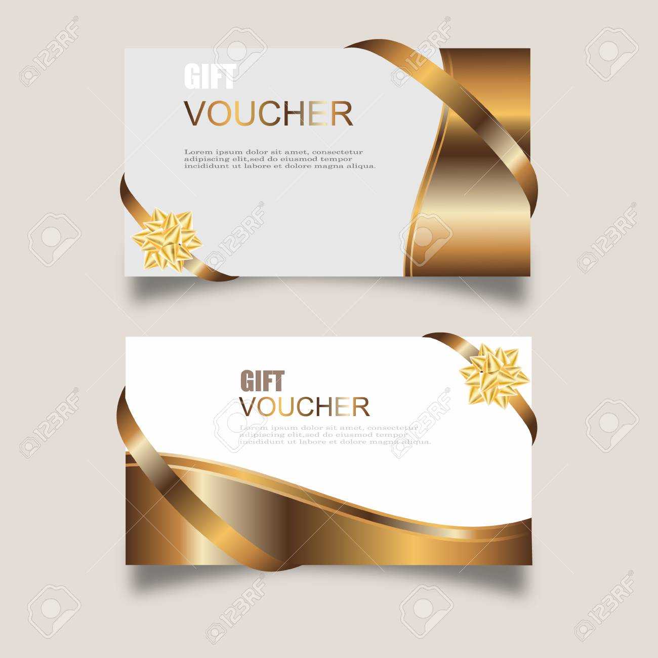 Vector Set Of Luxury Gift Vouchers With Ribbons And Gift Box Intended For Automotive Gift Certificate Template