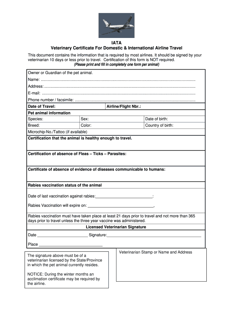 Veterinary Certificate – Fill Online, Printable, Fillable Regarding Veterinary Health Certificate Template