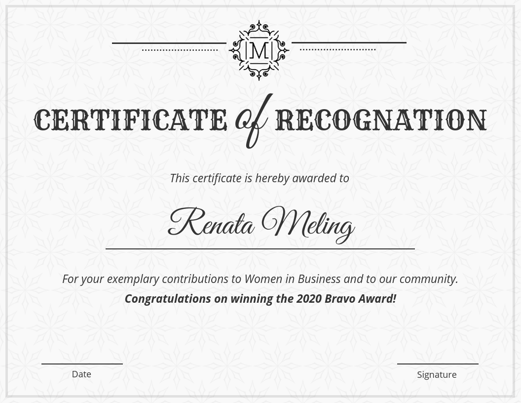 Vintage Certificate Of Recognition Template For Template For Certificate Of Award