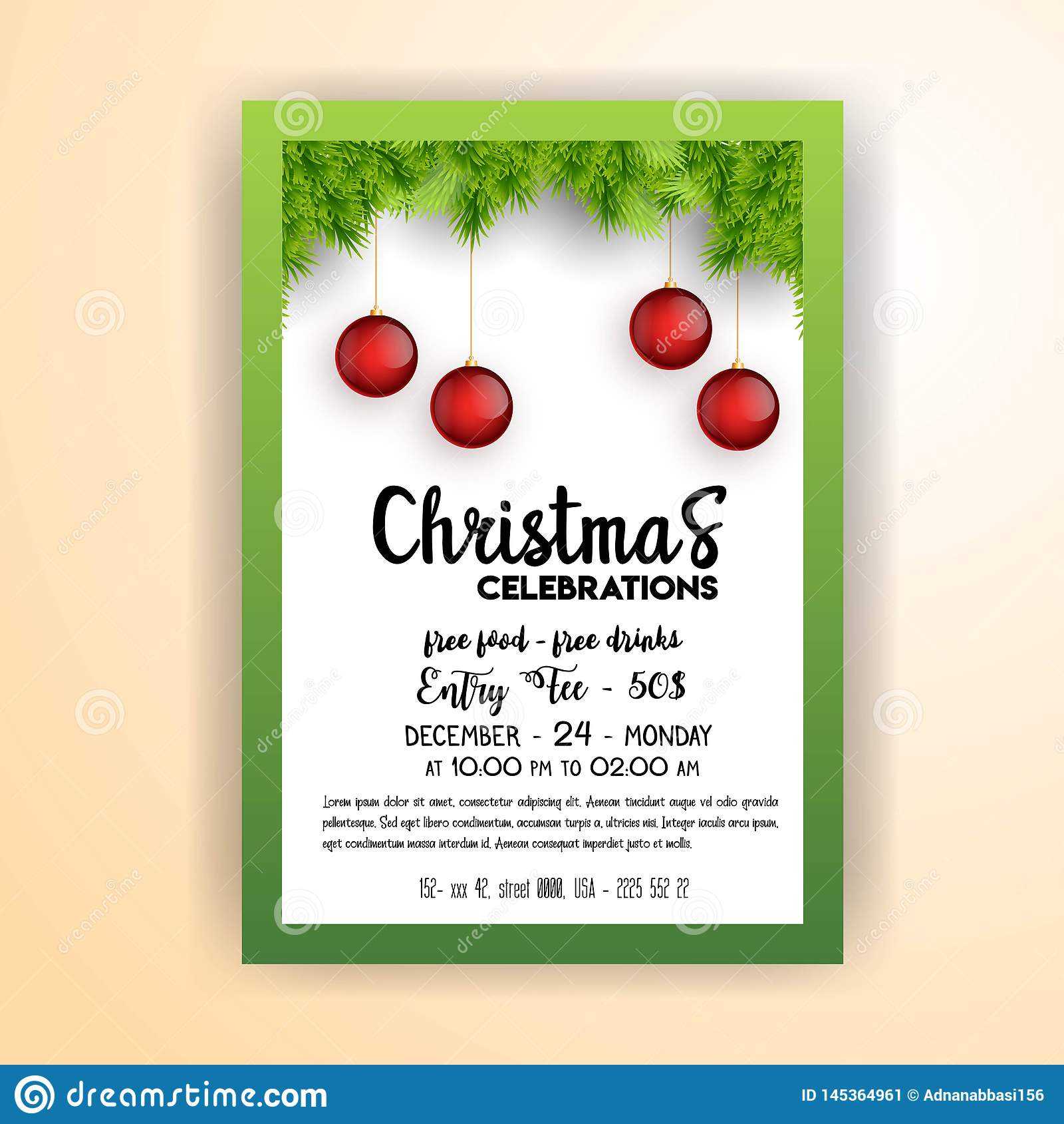 Vintage Christmas Party Flyer Template Stock Vector Inside Christmas Brochure Templates Free