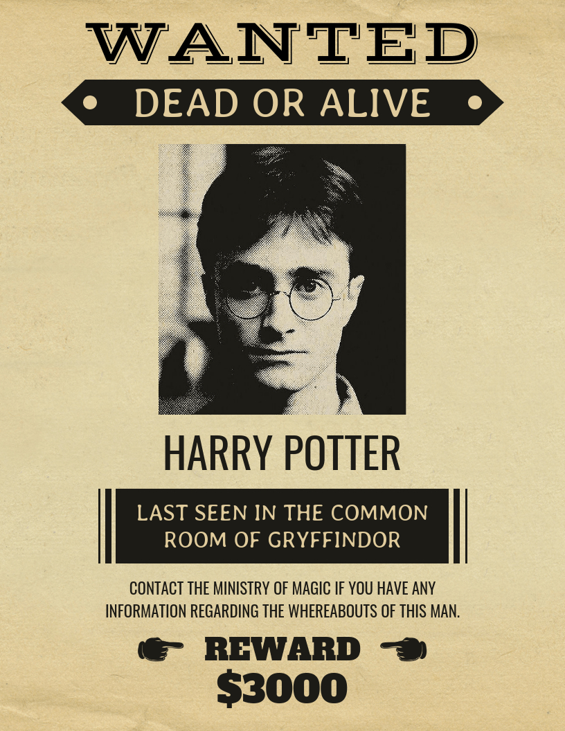 Vintage Harry Potter Wanted Poster Template With Harry Potter Certificate Template