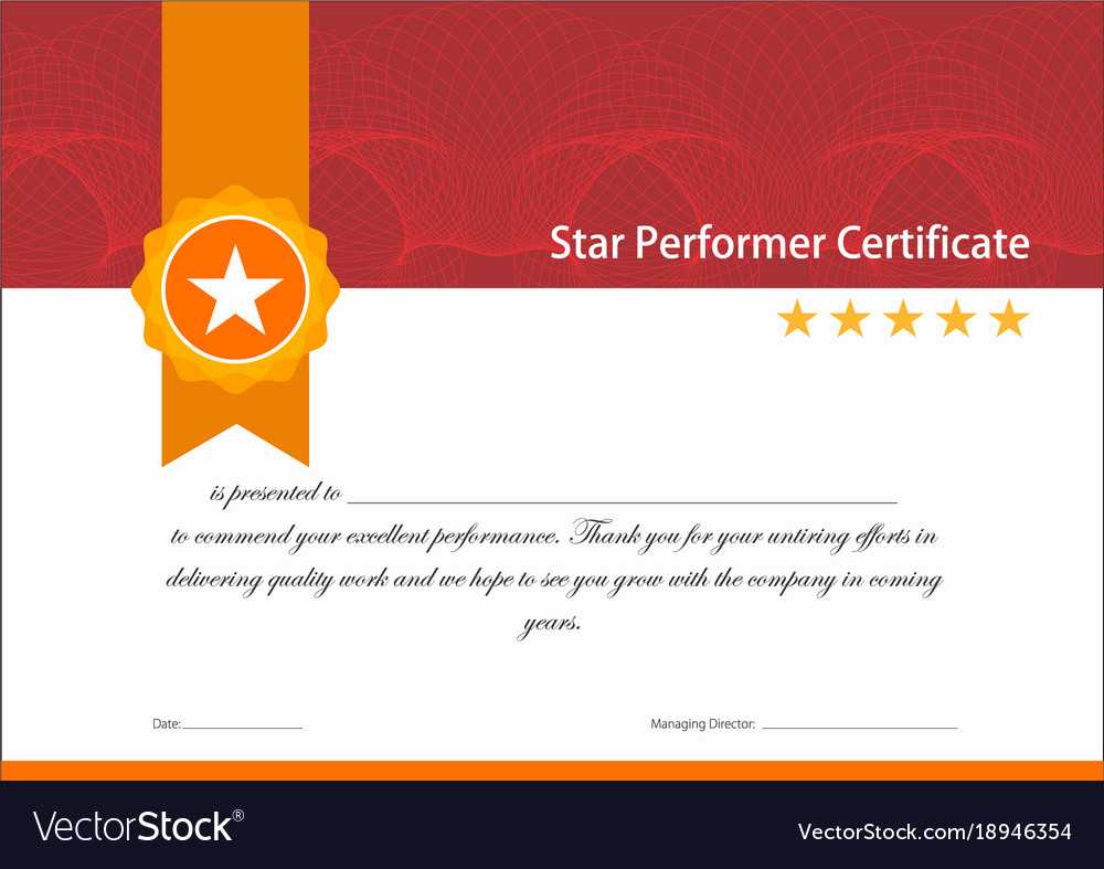 Vintage Red And Gold Star Performer Certificate Pertaining To Star Performer Certificate Templates