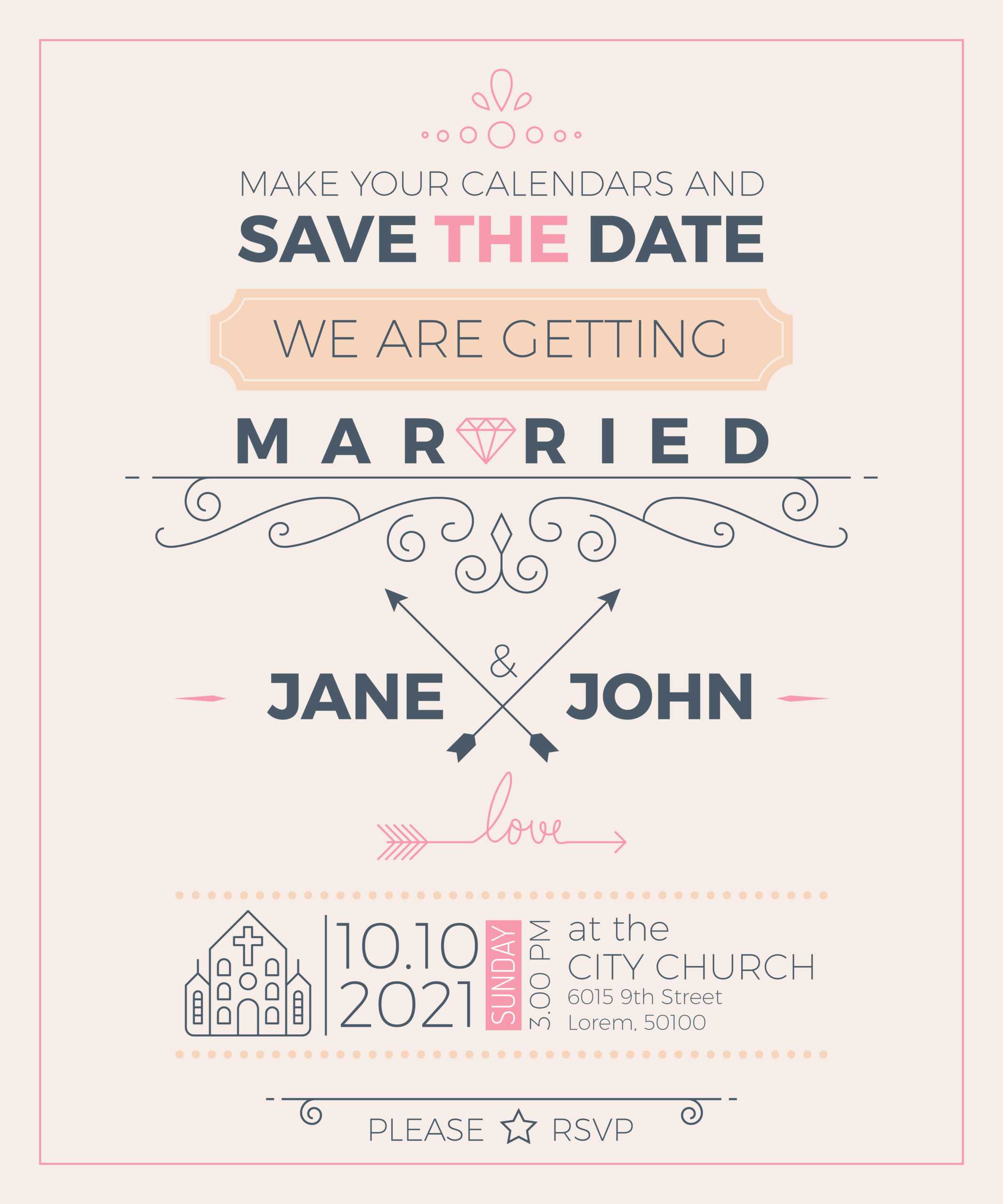 Vintage Wedding Invitation Card Template - Download Free Pertaining To Church Wedding Invitation Card Template