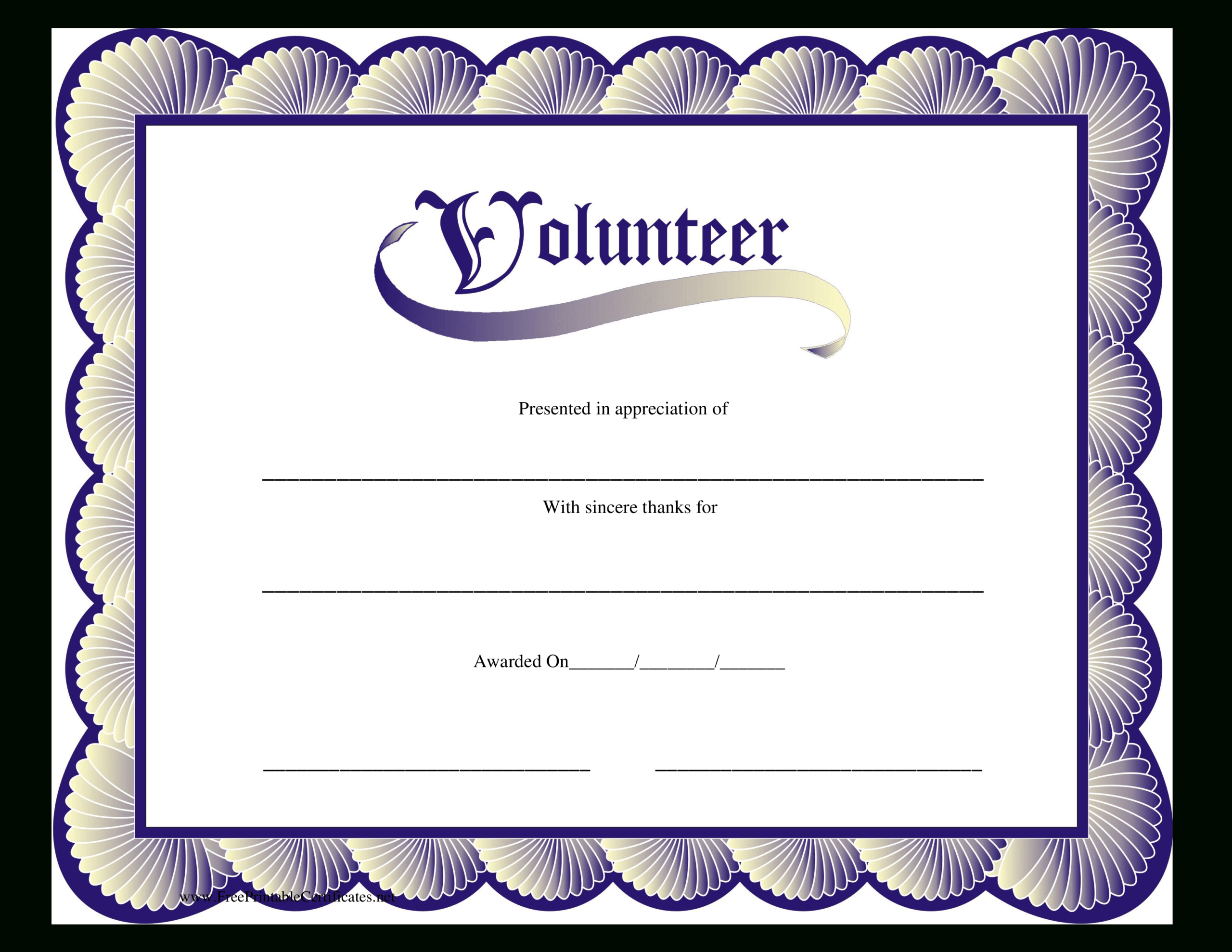 Volunteer Certificate | Templates At Allbusinesstemplates For Volunteer Certificate Template