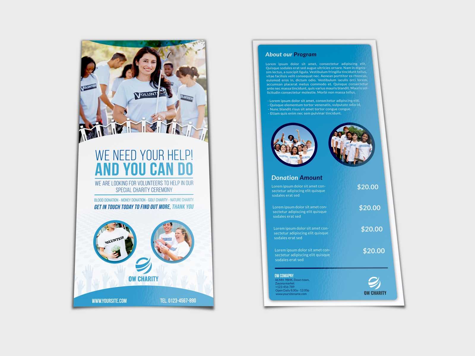 Volunteer Flyer Template Dl Sizeowpictures On Dribbble Pertaining To Volunteer Brochure Template