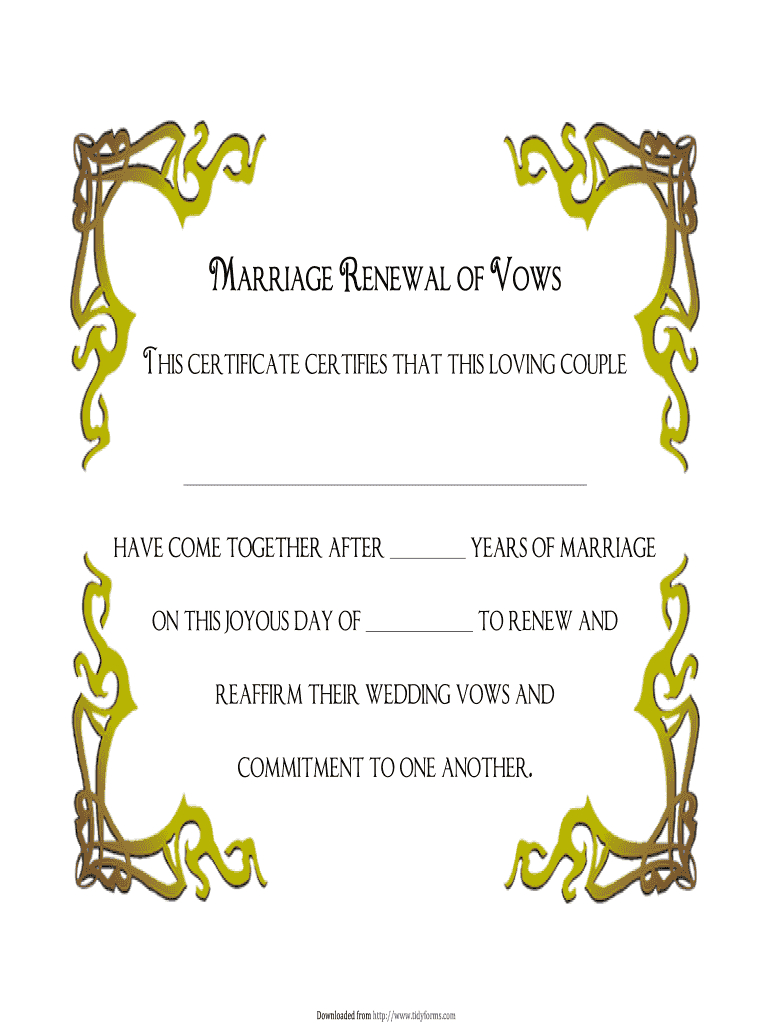 Vow Renewal Certificate Templates – Fill Online, Printable Intended For Blank Marriage Certificate Template