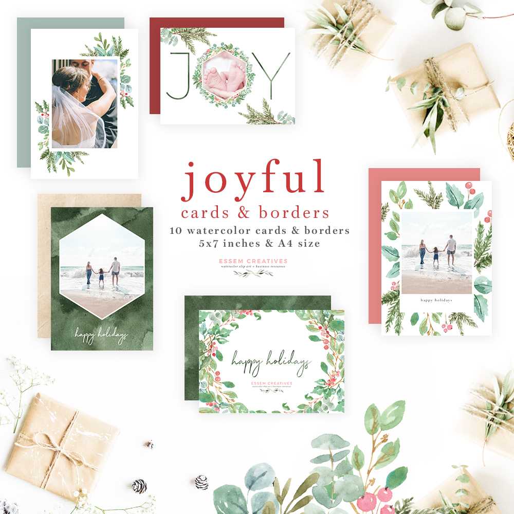 Watercolor Christmas Photo Card Template, Holiday Greeting Card Border &  Backgrounds With Regard To Happy Holidays Card Template