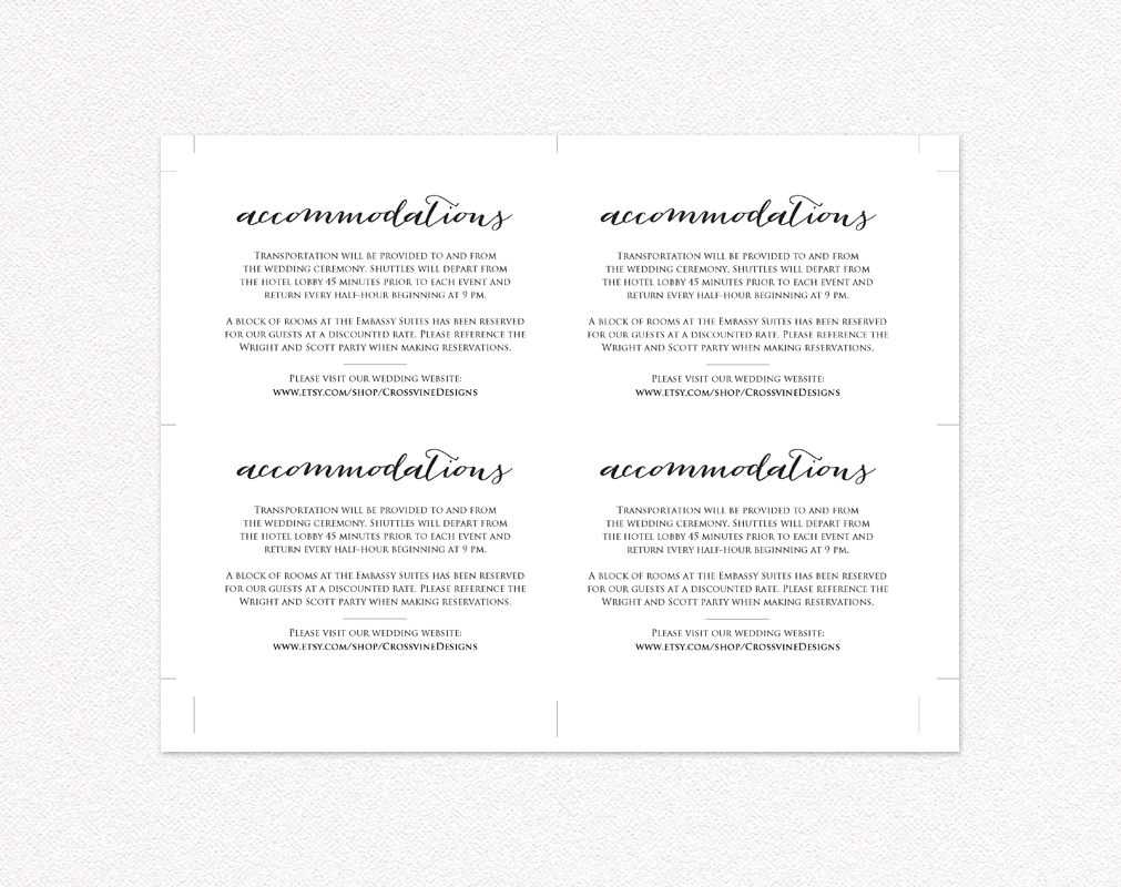 Wedding Accommodations Card Insert · Wedding Templates And Printables Throughout Wedding Hotel Information Card Template