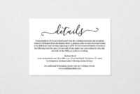 Wedding Details Card Template, Printable Accommodations for Wedding Hotel Information Card Template