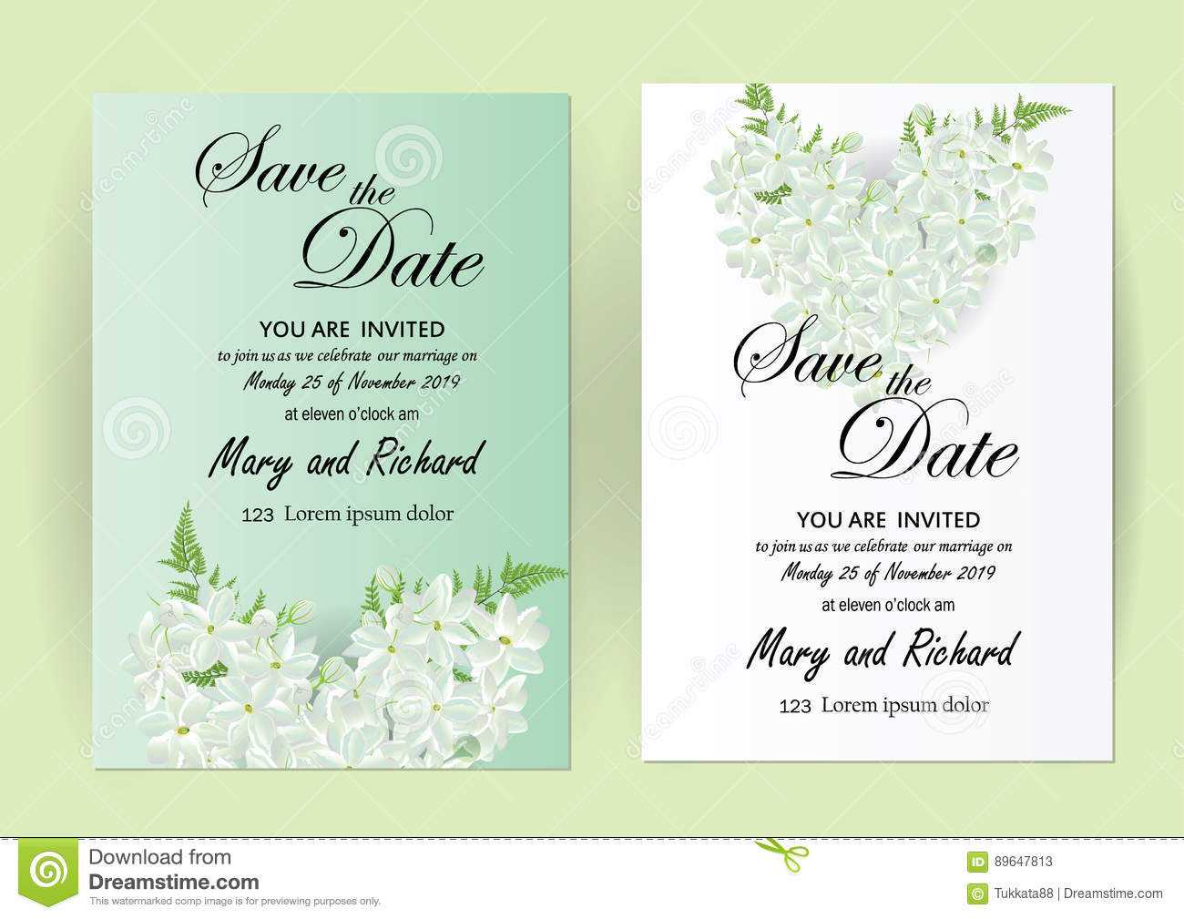 Wedding Invitation Card Flowers,jasmine Stock Vector Regarding Wedding Card Size Template