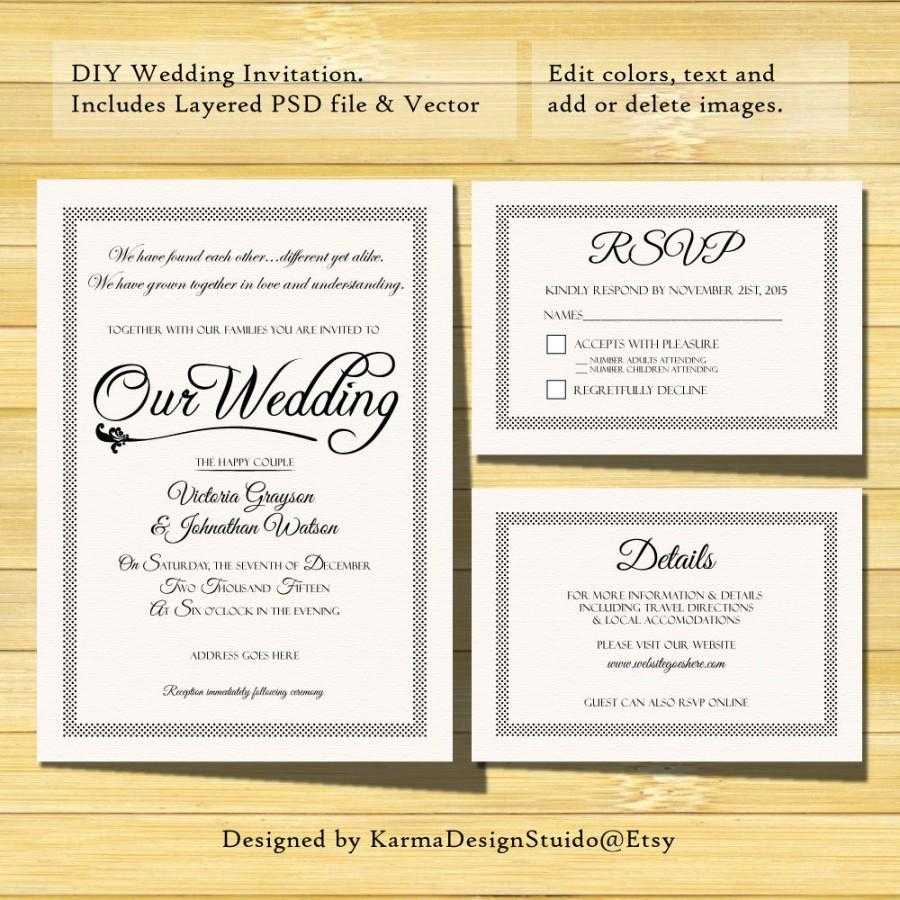 Wedding Invitation Template – Instant Download – Printable With Free Printable Wedding Rsvp Card Templates