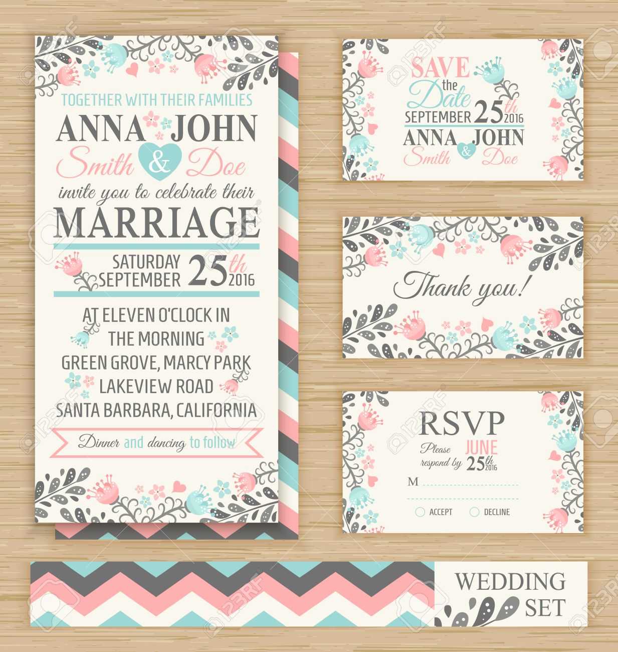 Wedding Invitation Template, Thank You Card, Save The Date, Rsvp.. Intended For Template For Rsvp Cards For Wedding