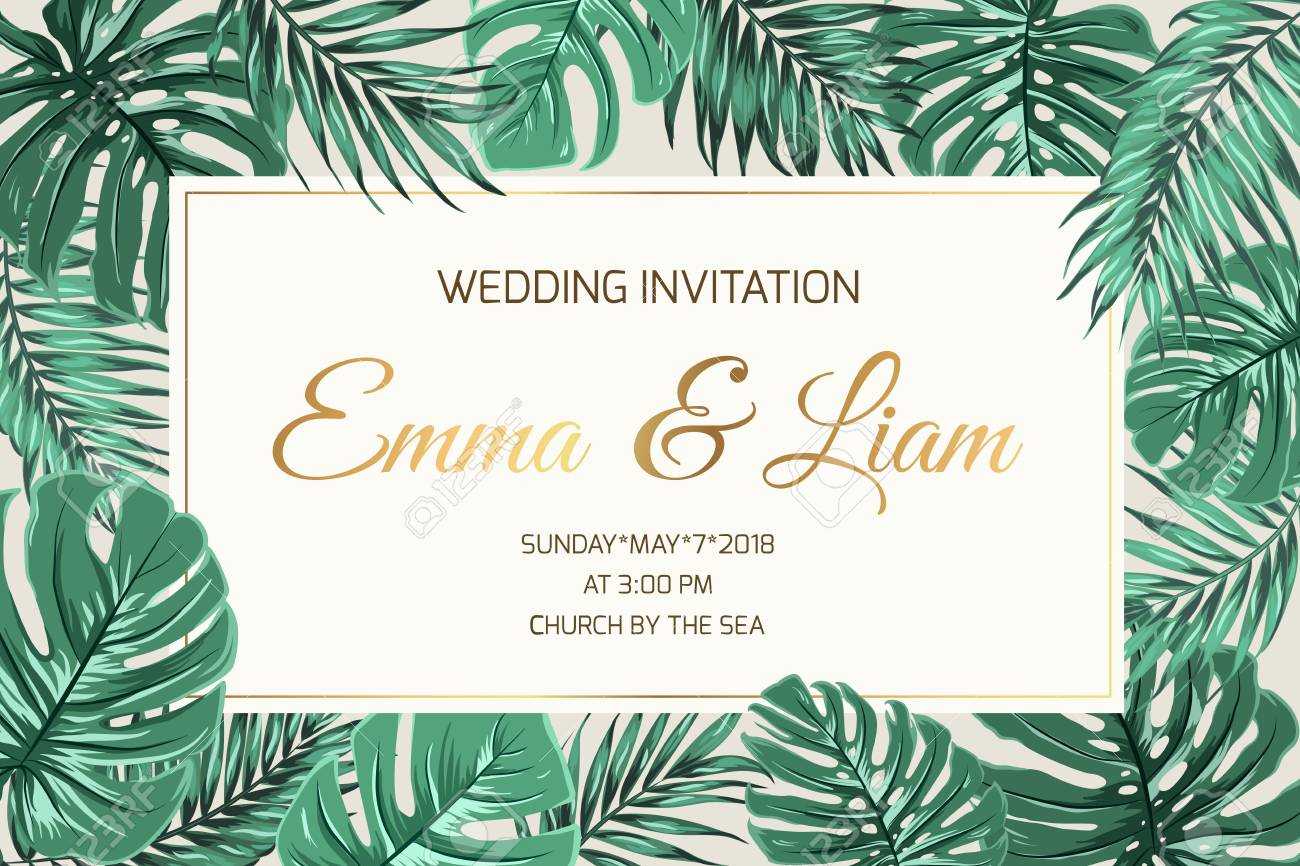 Wedding Marriage Event Invitation Card Template. Exotic Tropical.. Regarding Event Invitation Card Template