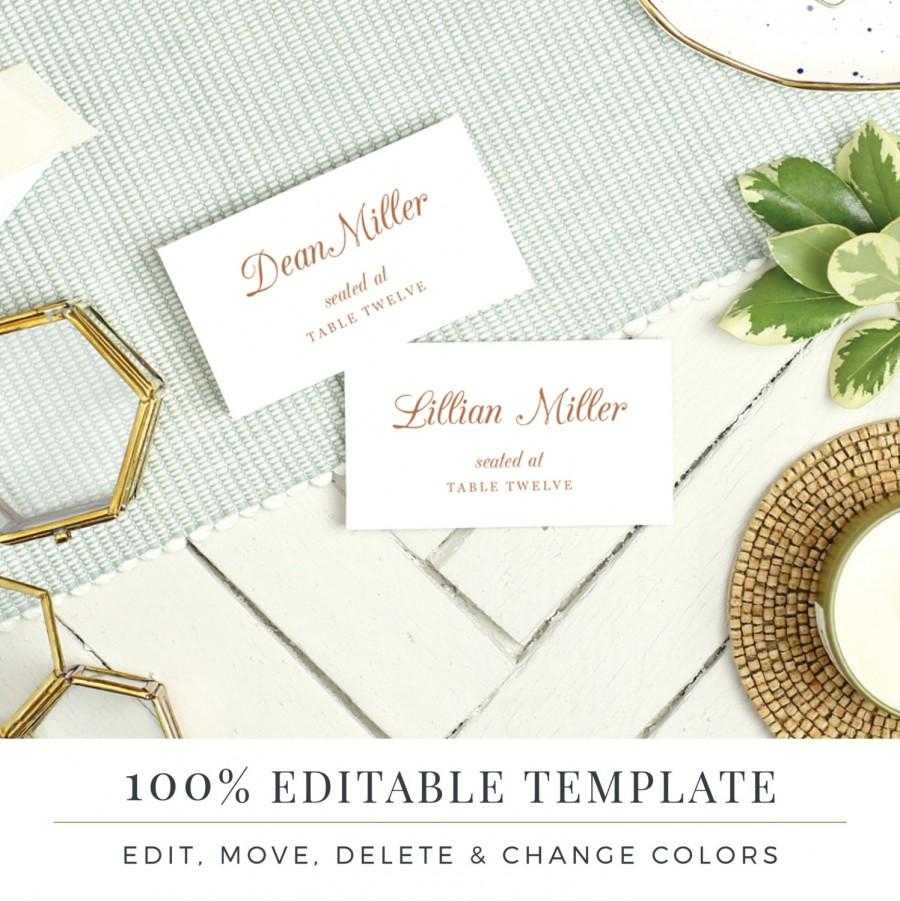 Wedding Place Card Template, Printable Escort Cards, Pretty Intended For Printable Escort Cards Template