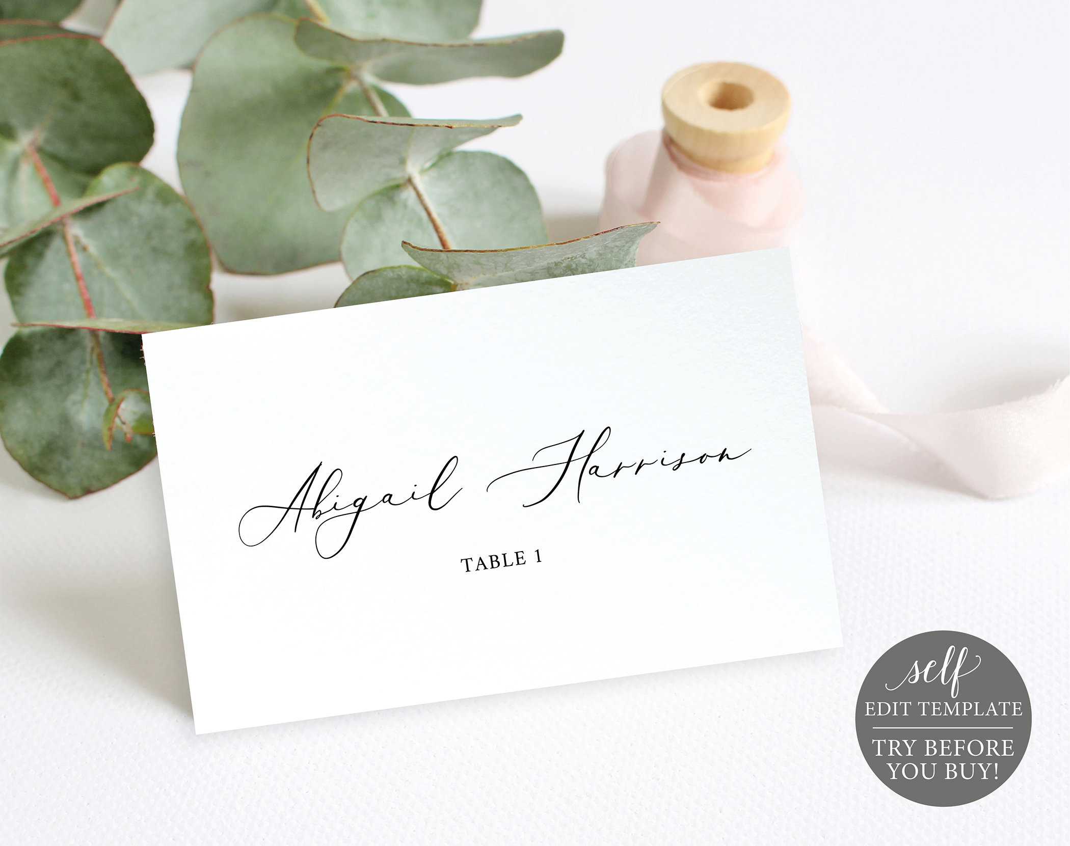 Wedding Place Cards Template, 100% Editable Wedding Seating For Printable Escort Cards Template