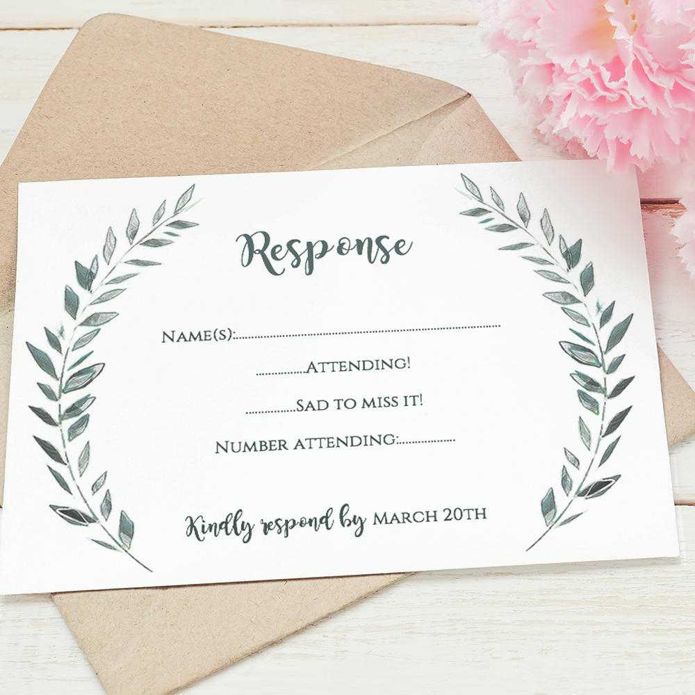 Wedding Rsvp Card Template Printable Rsvp Card | Leaves Throughout Template For Rsvp Cards For Wedding
