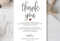 Wedding Thank You Note, Printable Thank You Card Template in Template For Wedding Thank You Cards