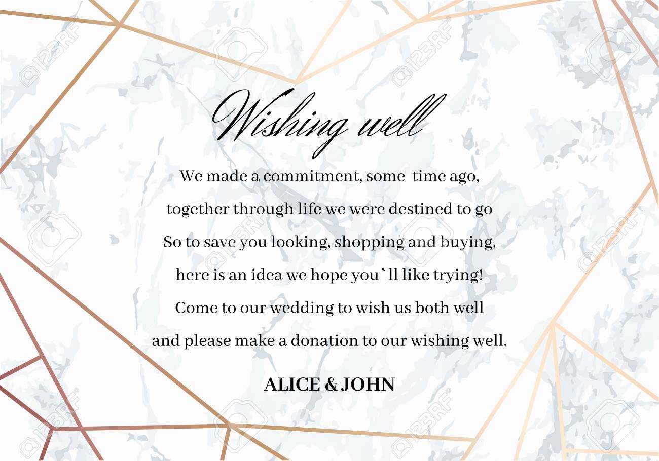Wedding Well Wishes Card Template. Geometric Design In Rose Gold.. For Donation Cards Template