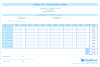 Weekly Timesheet Template | Free Excel Timesheets | Clicktime regarding Weekly Time Card Template Free