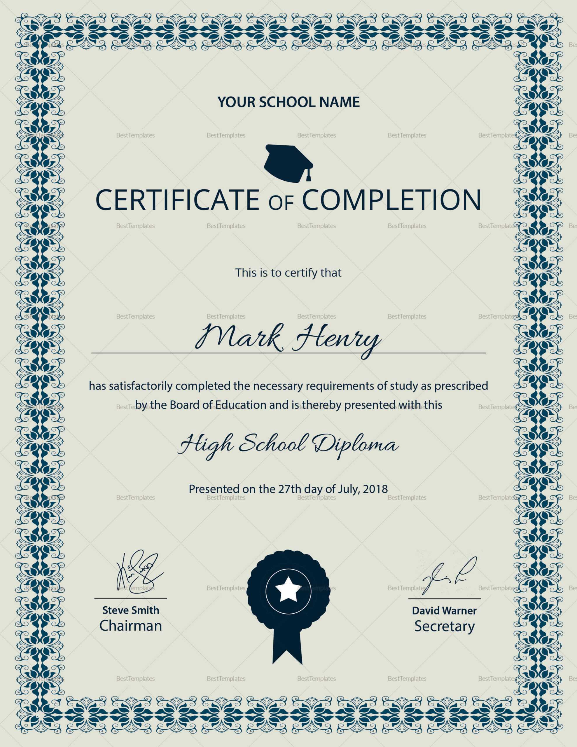 What Is A High School Certificate – Beyti.refinedtraveler.co With Leaving Certificate Template