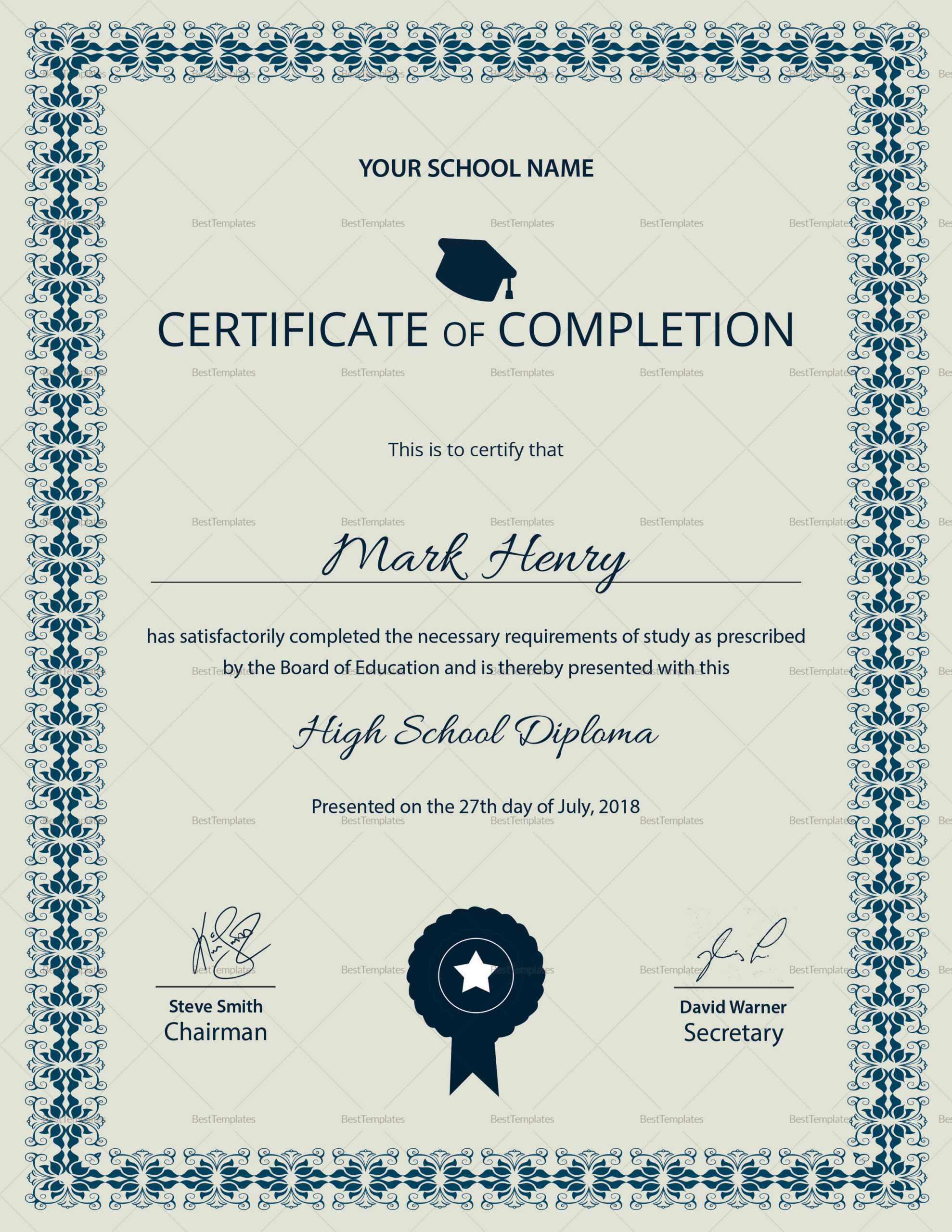 What Is A High School Certificate – Beyti.refinedtraveler.co Within School Leaving Certificate Template