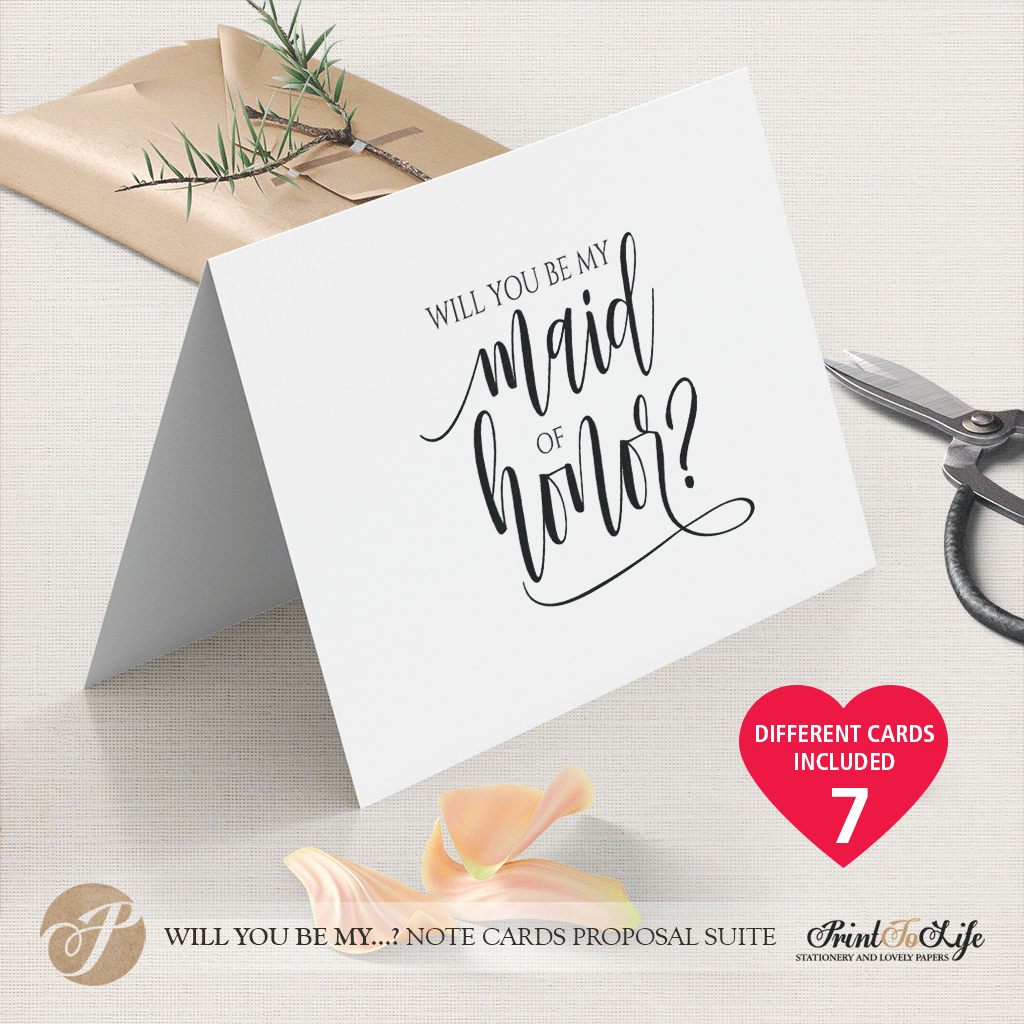 Will You Be My Bridesmaid Card, Printable Set Of 7 Cards Templates Regarding Will You Be My Bridesmaid Card Template
