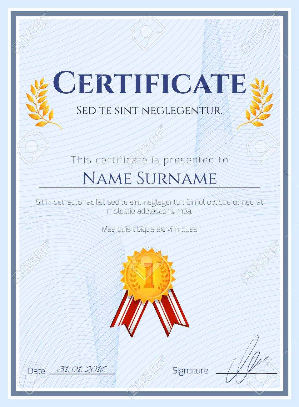 Winner Certificate Diploma Template With Seal Award Decoration.. In Winner Certificate Template